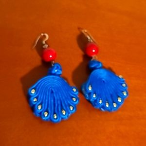 Red and Blue dangle earrings
